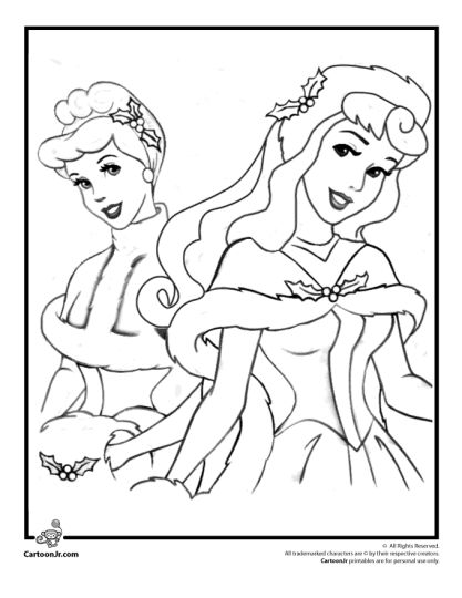 free printable disney princess christmas coloring pages